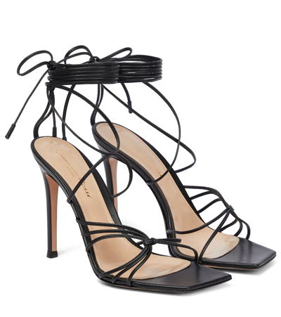 Gianvito Rossi Sylvie Square-toe Leather Heeled Sandals In Black