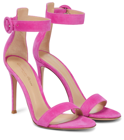 Gianvito Rossi Portofino 105 Suede Sandals In Bloom