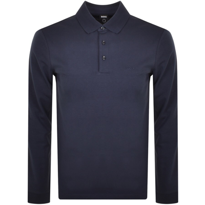 Hugo Boss Boss Pado 30 Long Sleeved Polo T Shirt Navy