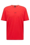 Hugo Boss Relaxed-fit T-shirt In Stretch Cotton With Logo Print- Red Men's T-shirts Size S