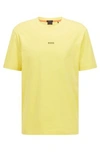 Hugo Boss Relaxed-fit T-shirt In Stretch Cotton With Logo Print- Yellow Men's T-shirts Size L