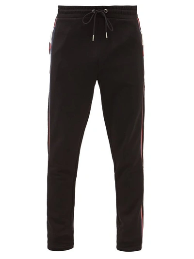 Moncler Striped Cotton Track Pants In Black