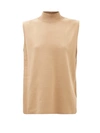 The Row Gianico Silk-blend Turtleneck Top In Camel