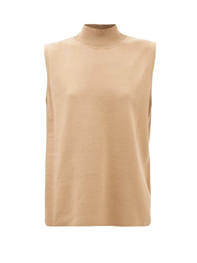 The Row Gianico Silk-blend Turtleneck Top In Camel
