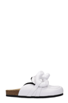 Jw Anderson Tonal Flat Chain Calfskin Leather Loafers In White