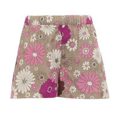 Douuod Kids' Floral Shorts In Beige-rosa