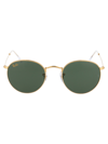 Ray Ban Icons 50mm Round Metal Sunglasses In 919631 Legend Gold