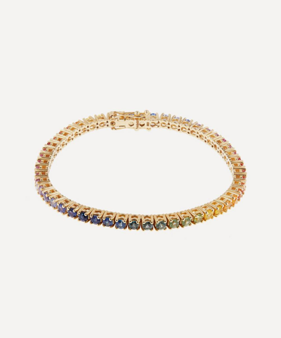 Roxanne First 14ct Gold Rainbow Sapphire Tennis Bracelet