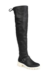 Journee Collection Salisa Over-the-knee Buckled Boot In Black