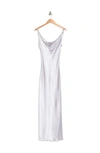 Jump Apparel Solid Long Satin Slip Dress In Silver