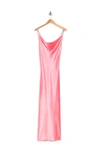 Jump Apparel Solid Long Satin Slip Dress In Coral