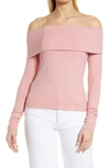 1.state Ribbed Off The Shoulder Top In Pink