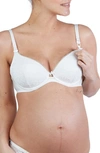Cache Coeur Louise Embroidered Maternity/nursing Bra In Ivory