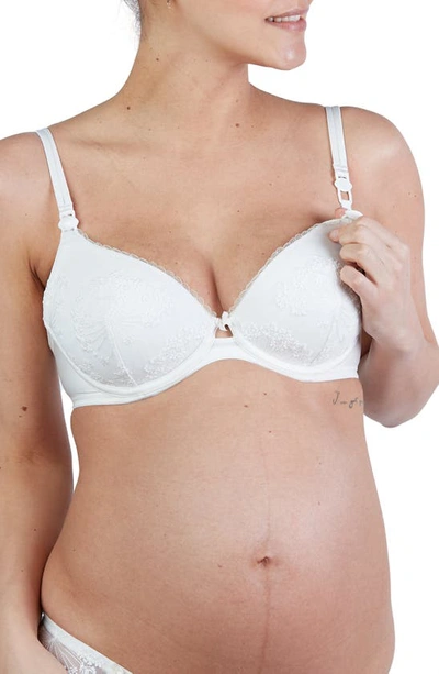 Cache Coeur Louise Embroidered Maternity/nursing Bra In Ivory