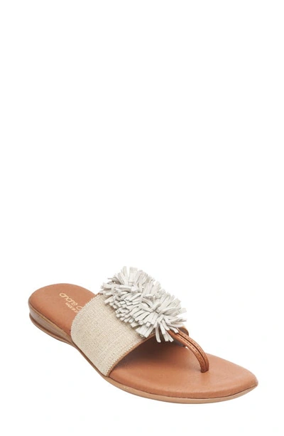 Andre Assous Women's Novalee Featherweights Leather Fringe Demi Wedge Sandals In Beige Linen