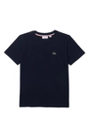 Lacoste Kids' Logo Cotton T-shirt In Navy Blue