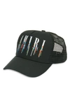 Amiri Paint Drip Embroidered Logo Trucker Hat In Black