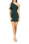 Dress The Population Tiff One-shoulder Dress In Pine