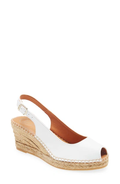 Toni Pons Croacia Espadrille Wedge In White Leather