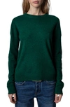 Zadig & Voltaire Cici Patch Cashmere Crewneck Sweater In Buisson