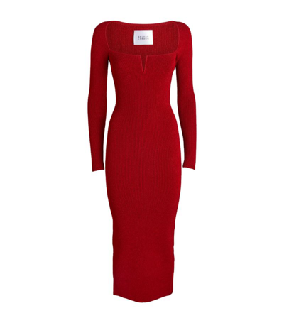 Galvan Freya Square-neck Stretch-woven Midi Dress In Red