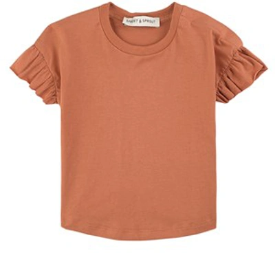 Sproet And Sprout Kids' Cafe Ruffle T-shirt In Orange