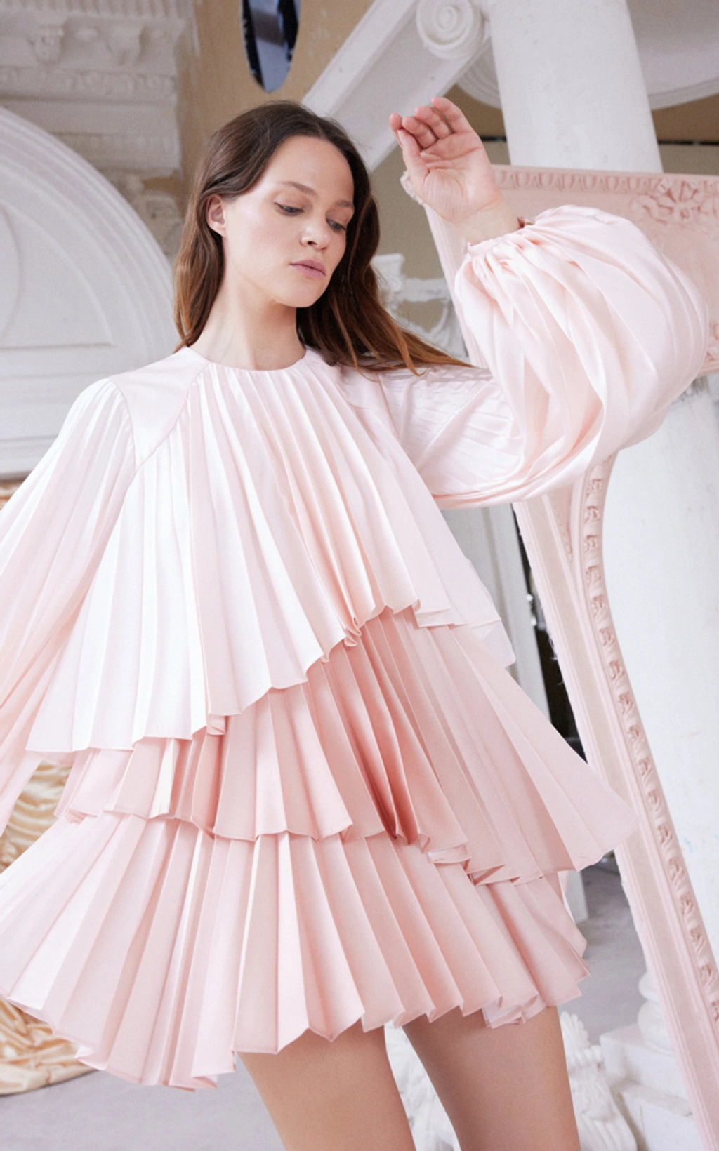 strapless open back dress Tea Pink Kameez Trouser Dupatta Pakistani Eid Dress Online – Nameera by  Farooq main image 1