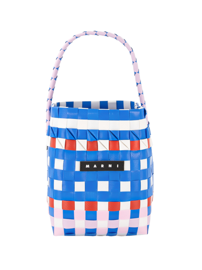 Marni Kids' Market Micro Basket Bag In Blue