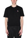 Ps By Paul Smith Mens Black Zebra-embroidered Crewneck Cotton T-shirt In Black