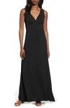 LOVEAPPELLA LOVEAPPELLA V-NECK JERSEY MAXI DRESS