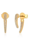 EF COLLECTION MINI DIAMOND FRONT/BACK HOOK EARRINGS