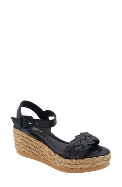 Andre Assous Women's Cecilia Woven Strap Espadrille Wedge Platform Sandals In Black