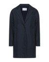 Annie P . Woman Overcoat & Trench Coat Midnight Blue Size 6 Cotton