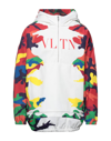Valentino Vltn Cotton-blend Jersey Hooded Sweatshirt In White