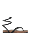 STRATEGIA STRATEGIA WOMAN THONG SANDAL BLACK SIZE 8 SOFT LEATHER