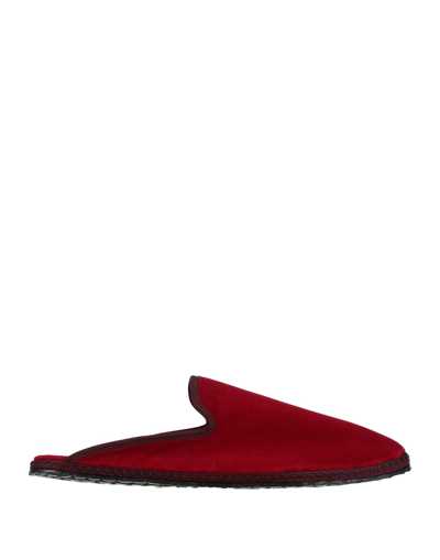 Vibi Venezia 10mm Sabot Cherry Velvet Mules In Red