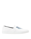 Kenzo White K-skate Tiger Slip-on Sneakers In White