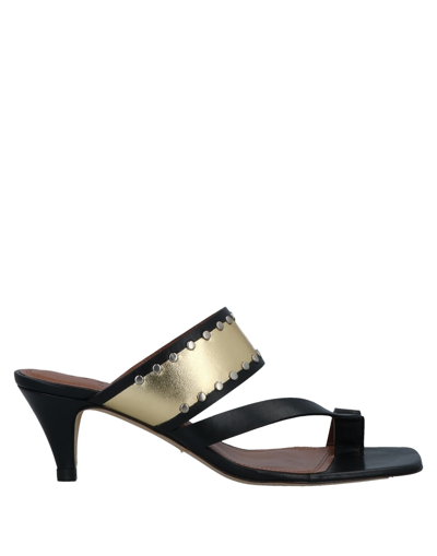Sandro Aurora Studded Smooth And Metallic Leather Mules In Black