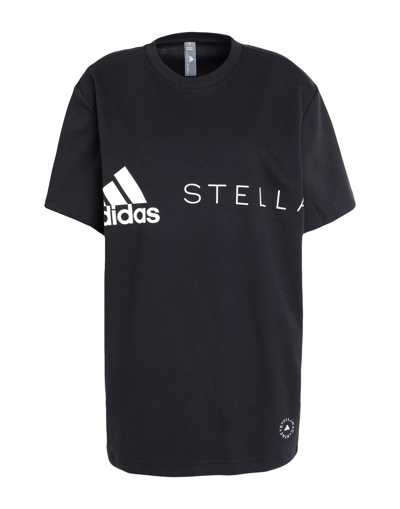 Adidas By Stella Mccartney Asmc Logo Tee Woman T-shirt Black Size M Organic Cotton, Recycled Polyest