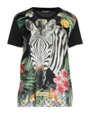 DOLCE & GABBANA DOLCE & GABBANA WOMAN T-SHIRT BLACK SIZE 6 COTTON, SILK, VISCOSE, POLYESTER, GLASS