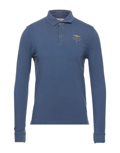 Aeronautica Militare Polo Shirts In Slate Blue