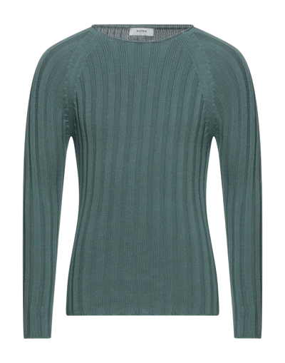 Alpha Studio Sweaters In Emerald Green