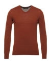 Vneck Sweaters In Rust