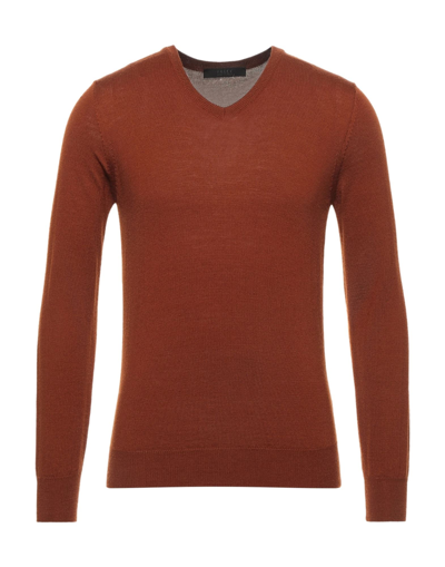 Vneck Sweaters In Rust
