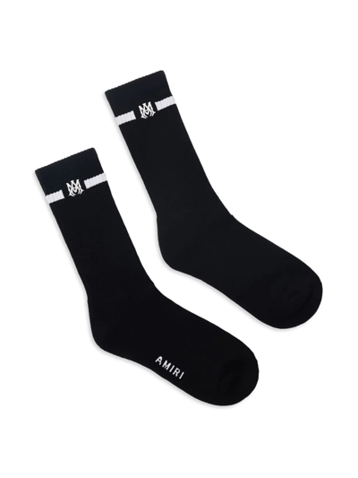 Amiri Men's Solid Ma Embroidered Socks In Black