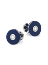 Montblanc Cufflinks, Round In Stainless Steel With Blue Resin