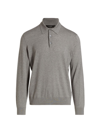 Zegna Baby Island Long-sleeve Polo Shirt In Light Gray Solid