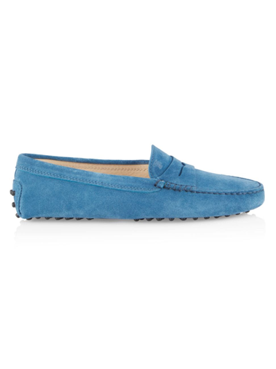 Tod's Gommini Suede Driving Moccasins In Blue