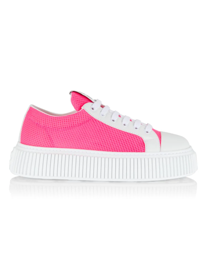 Miu Miu Mesh Creeper Trainers In Rosa Fluo Bianco