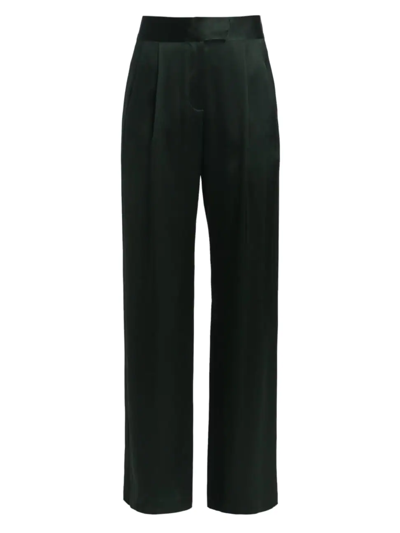The Sei Pleated Satin Wide-leg Trousers In Black